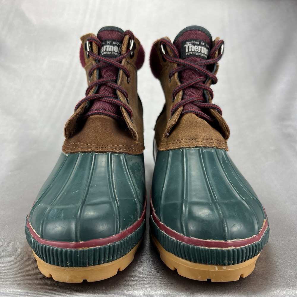 High Sierra "Peak" Duck Boots‎ Women's 10 Green Cranberry Leather Thermolite Y2K - Picture 5 of 16